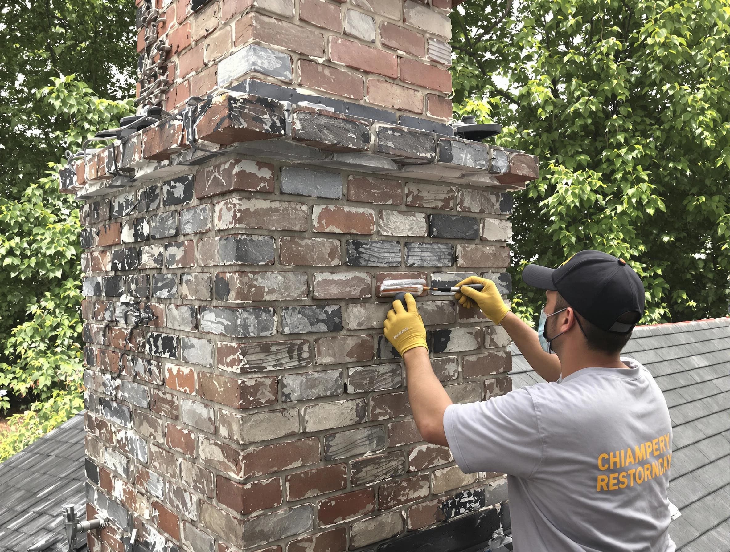In-progress chimney restoration by Harrah Chimney Sweep in Harrah, OK