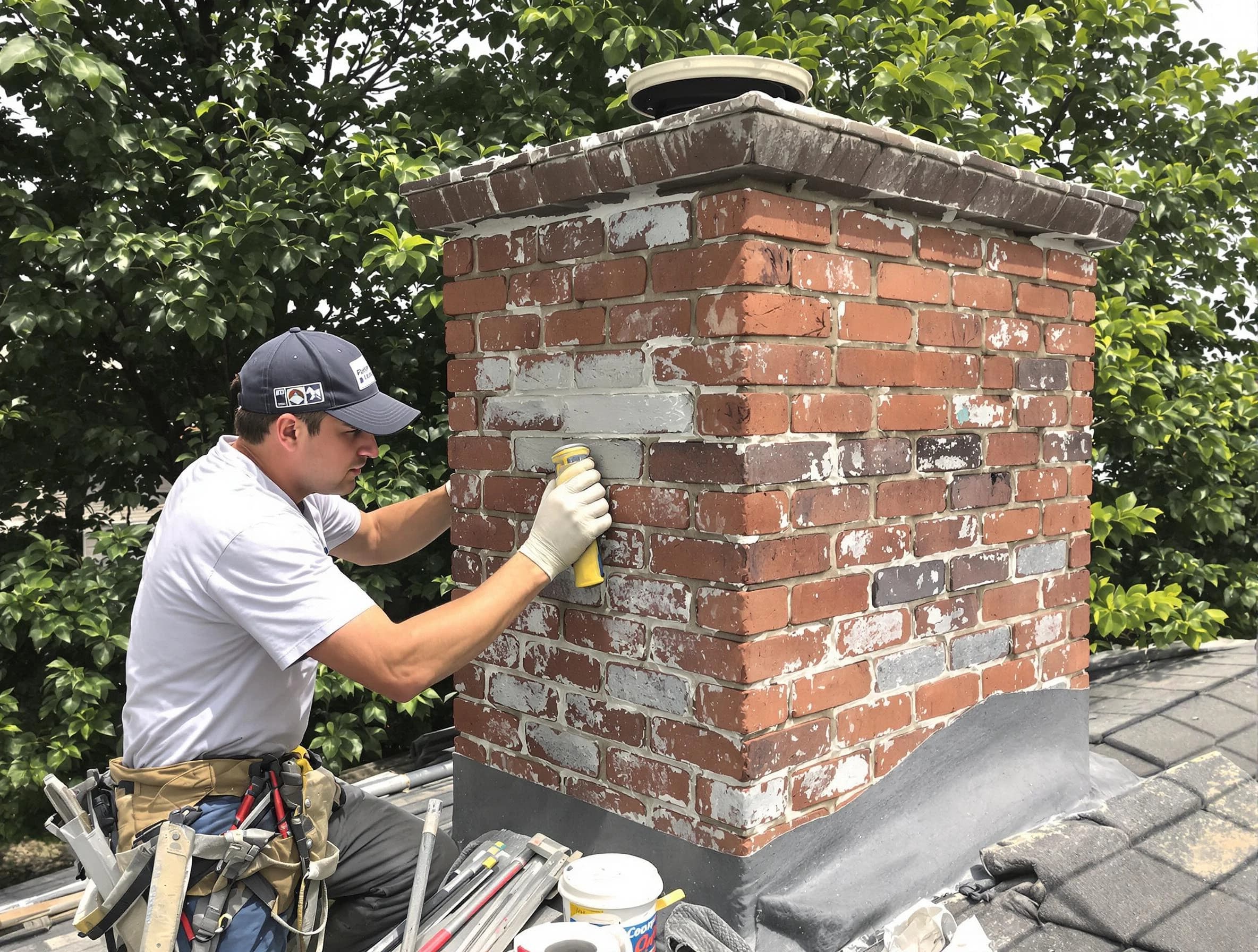 Harrah Chimney Sweep restoring an aging chimney in Harrah, OK