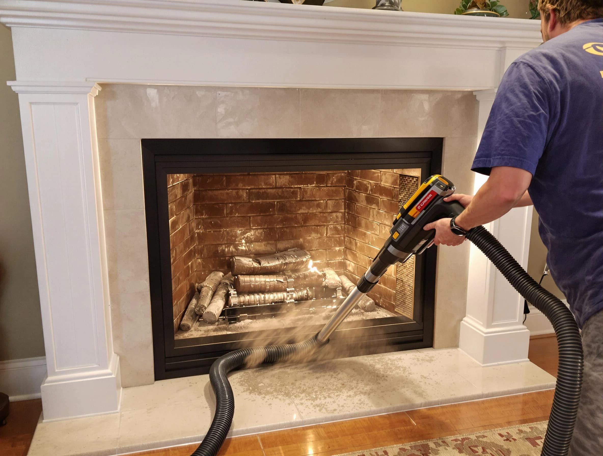 Fireplace cleaning performed by Harrah Chimney Sweep in Harrah, OK