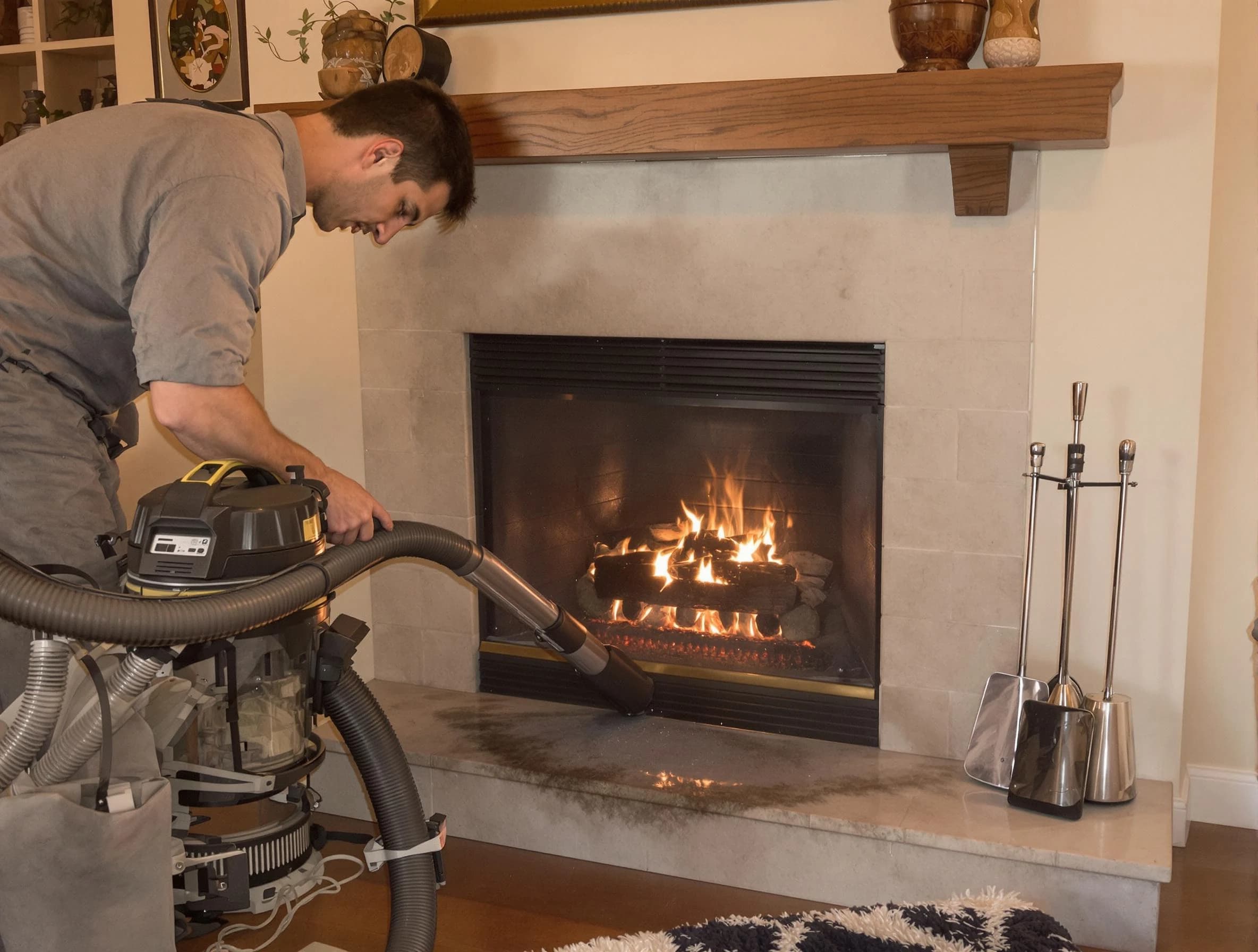 Routine fireplace upkeep by Harrah Chimney Sweep in Harrah, OK