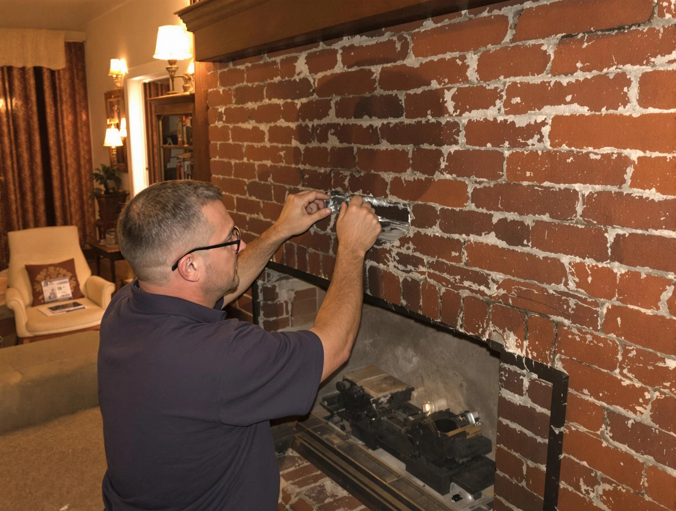 Harrah Chimney Sweep expert fixing a fireplace in Harrah, OK