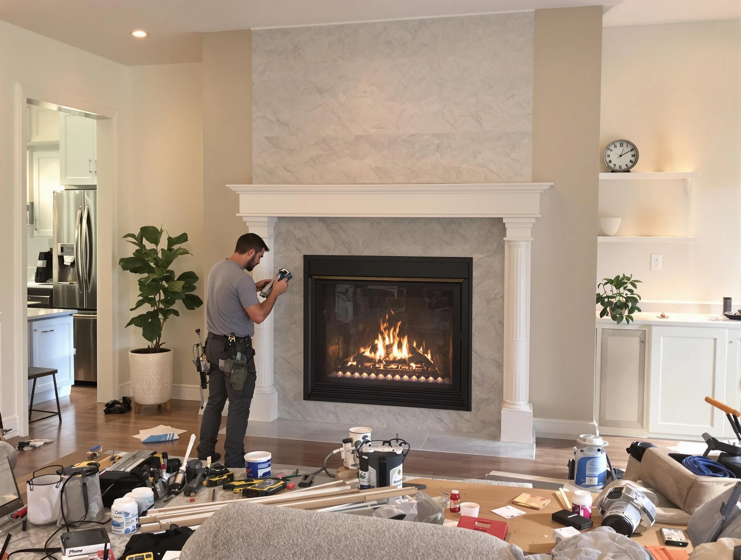 Newly installed fireplace by Harrah Chimney Sweep in Harrah, OK